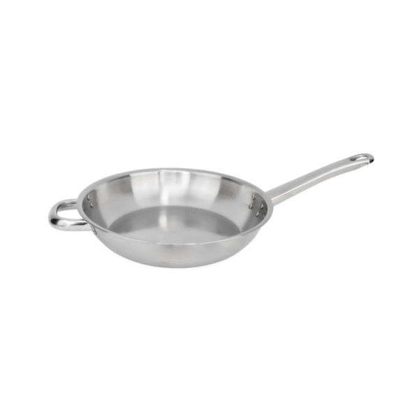Stainless Satay Fry Pan - 28cm - Riveted Double Handles (long and short) - Image 3