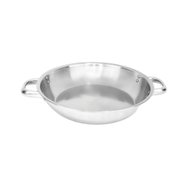 Stainless Satay Fry Pan - 28cm - Riveted Double Short Handles - Image 4